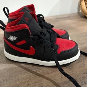 Jordan Kids Black and Red High-Top Sneakers